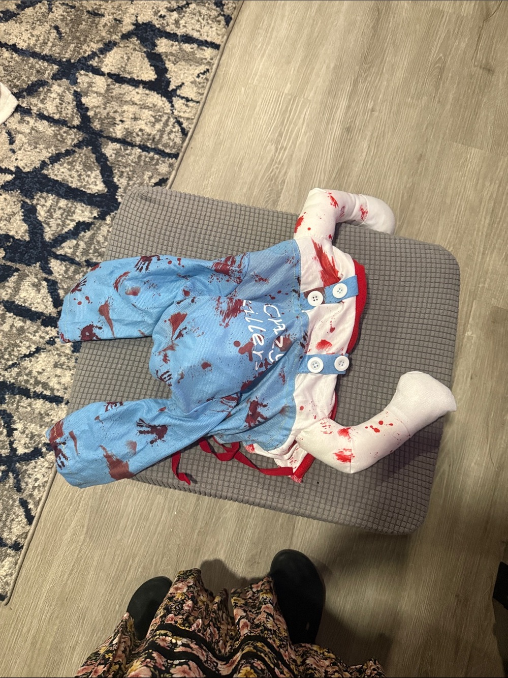 Dogs Costume of Child's Blue Bloody Costume Coverall Crazy Killer